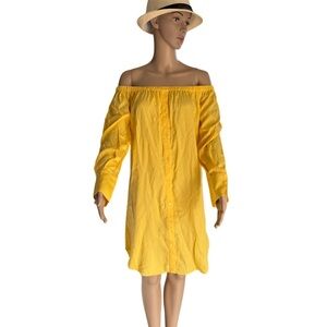 NWT Sunny‎ Yellow Off the Shoulder Dress Women’s size Small